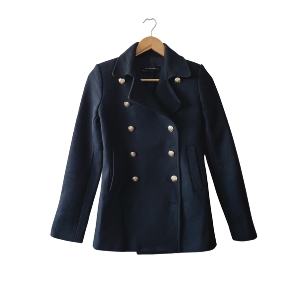 Zara Jackets & Blazers - Zara Black Short Pea Coat